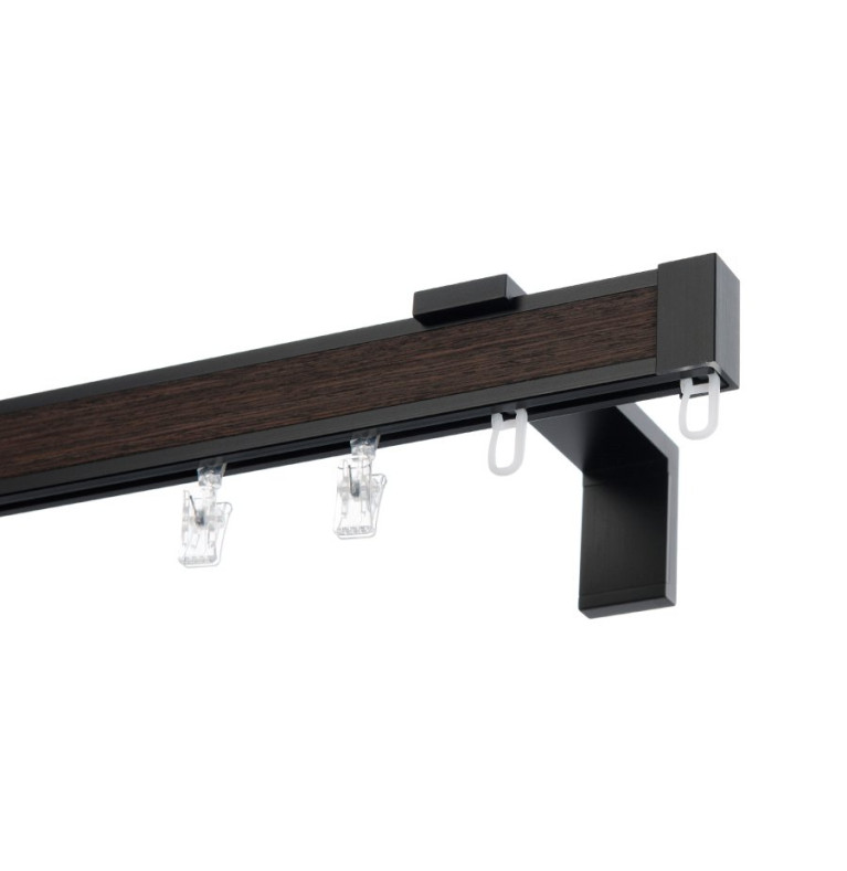 Karnisz Apartamentowy 34 mm pojedynczy Czarny-Wenge model LD