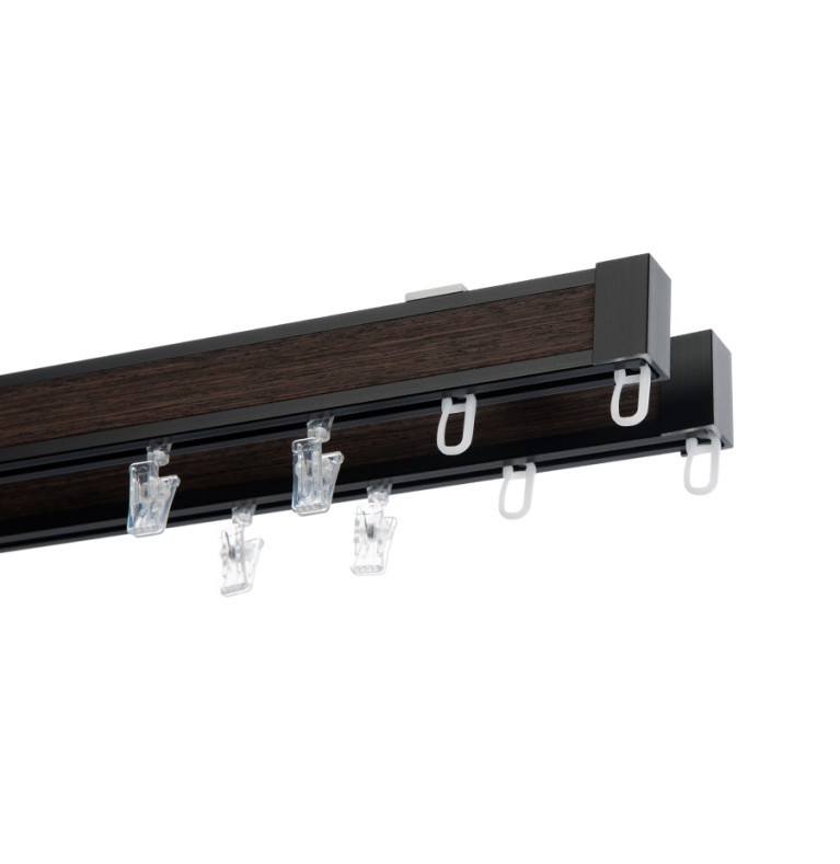 Karnisz Apartamentowy 34 mm sufitowy dwubiegowy Czarny-Wenge
