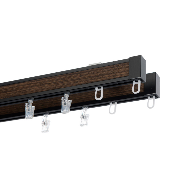 Karnisz Apartamentowy 34 mm sufitowy dwubiegowy Czarny-Wenge prestiż