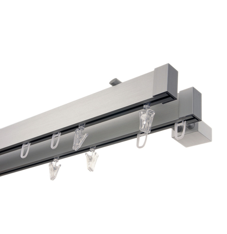 Karnisz Apartamentowy 34 mm dwubiegowy Chrom Mat szczotkowany model K