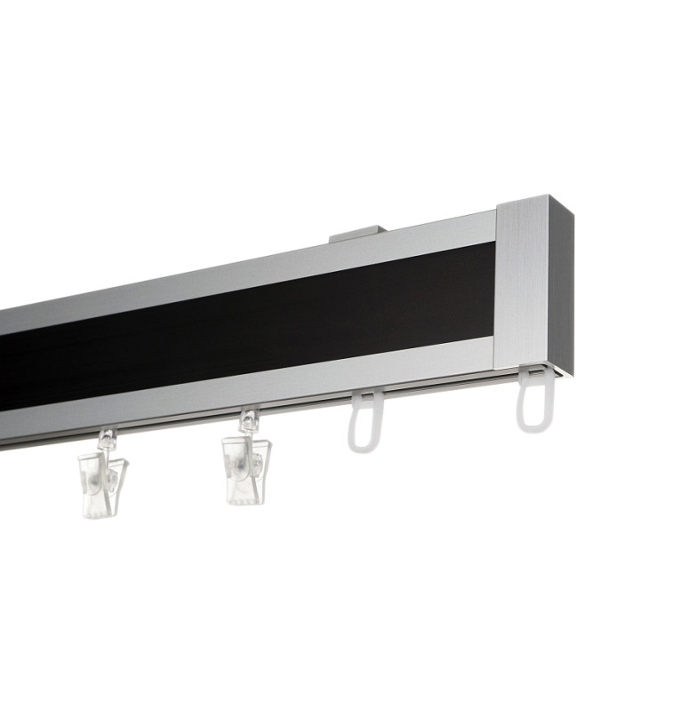 Karnisz Apartamentowy 52 mm sufitowy pojedynczy chrom mat/czarny długość 165cm