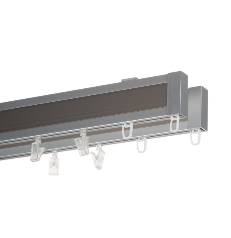 Karnisz Apartamentowy 52 mm sufitowy dwubiegowy chrom mat/inox długość 149cm