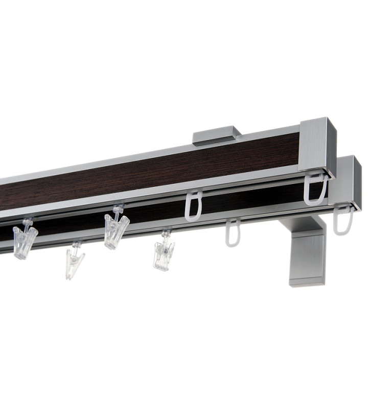 Karnisz Apartamentowy 34 mm dwubiegowy Wenge model LD długość 300cm