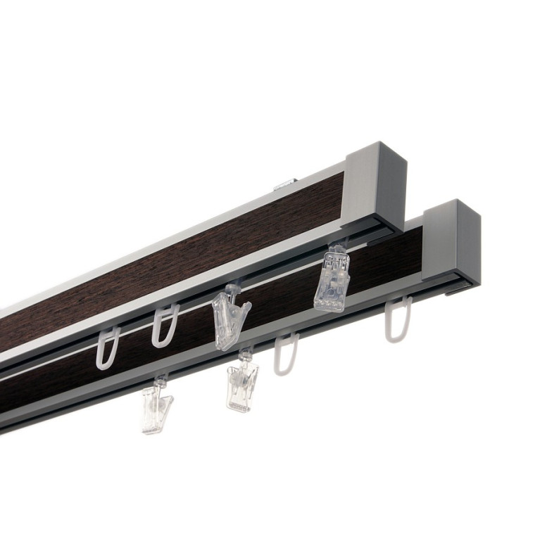 Karnisz Apartamentowy 34 mm sufitowy dwubiegowy Wenge długość 300cm