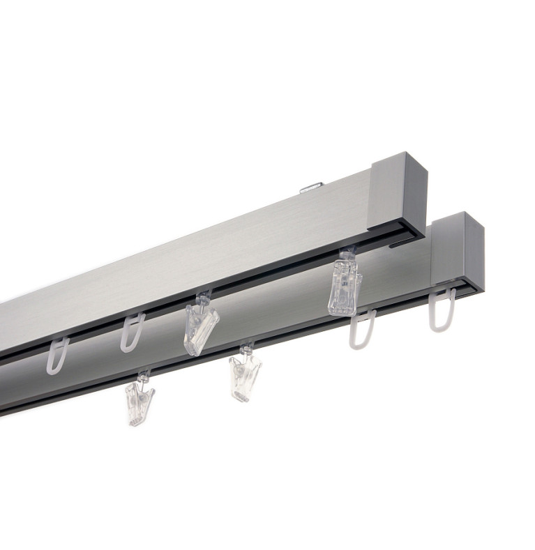 Karnisz Apartamentowy 34 mm sufitowy dwubiegowy Chrom Mat szczotkowany