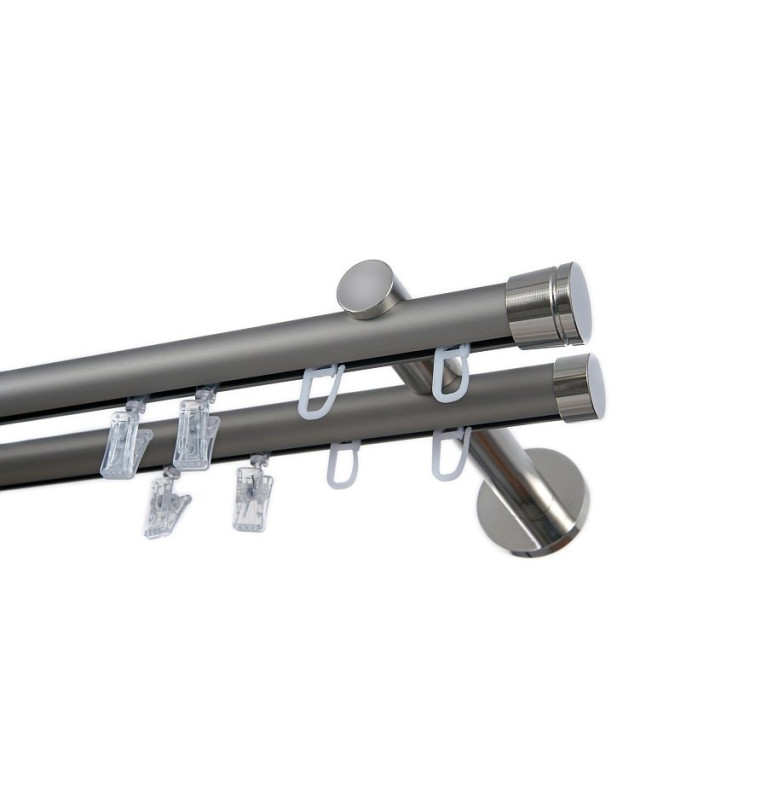 Karnisz Perfect Alu-Nikiel Dallas inox dwubiegowy