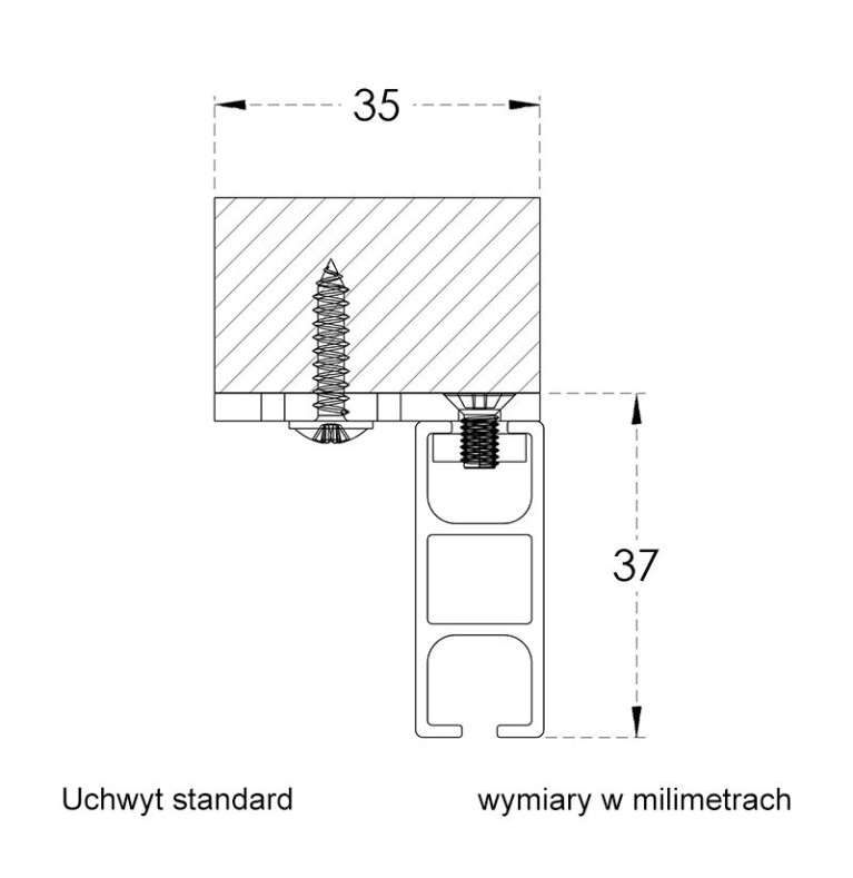 Apartamentowy 34 mm sufitowy pojedynczy Szampan szczotkowany długość 205cm