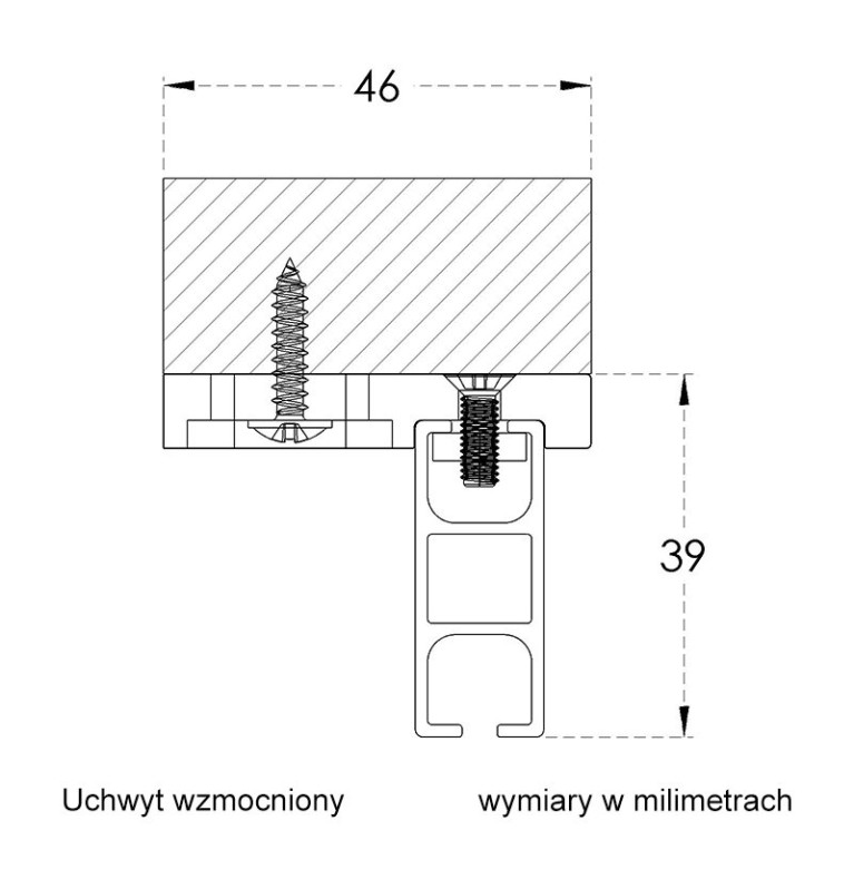 Apartamentowy 34 mm sufitowy pojedynczy Szampan szczotkowany długość 175cm