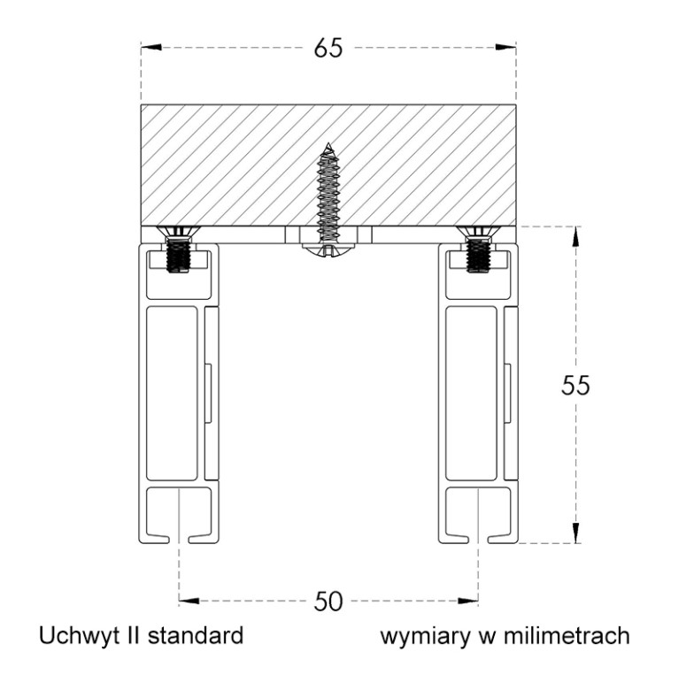 Karnisz Apartamentowy 52 mm sufitowy dwubiegowy czarny/inox