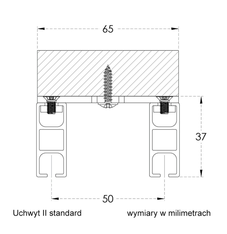 Karnisz Apartamentowy 34 mm sufitowy dwubiegowy Mosiądz