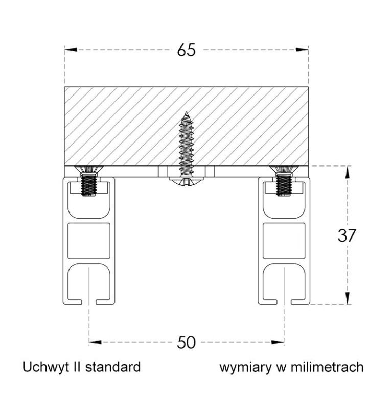 Apartamentowy 34 mm sufitowy dwubiegowy Szampan szczotkowany długość 195cm