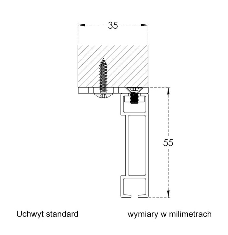 Karnisz Apartamentowy 52 mm sufitowy pojedynczy czarny profil gładki