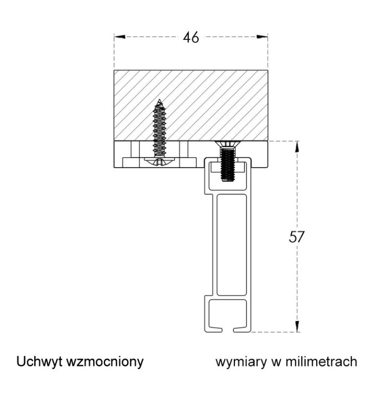 Karnisz Apartamentowy 52 mm sufitowy pojedynczy chrom mat profil gładki