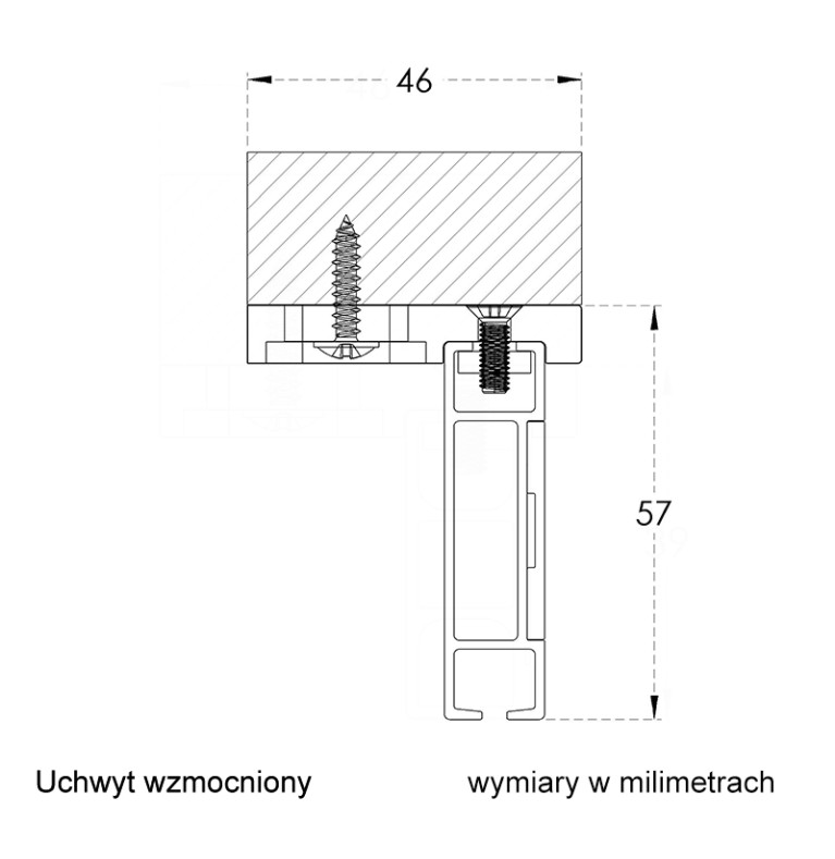 Karnisz Apartamentowy 52 mm sufitowy pojedynczy chrom mat/czarny długość 165cm