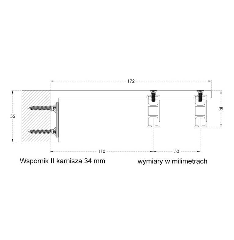 Karnisz Apartamentowy 34 mm dwubiegowy Czarny-Wenge klasik model LD