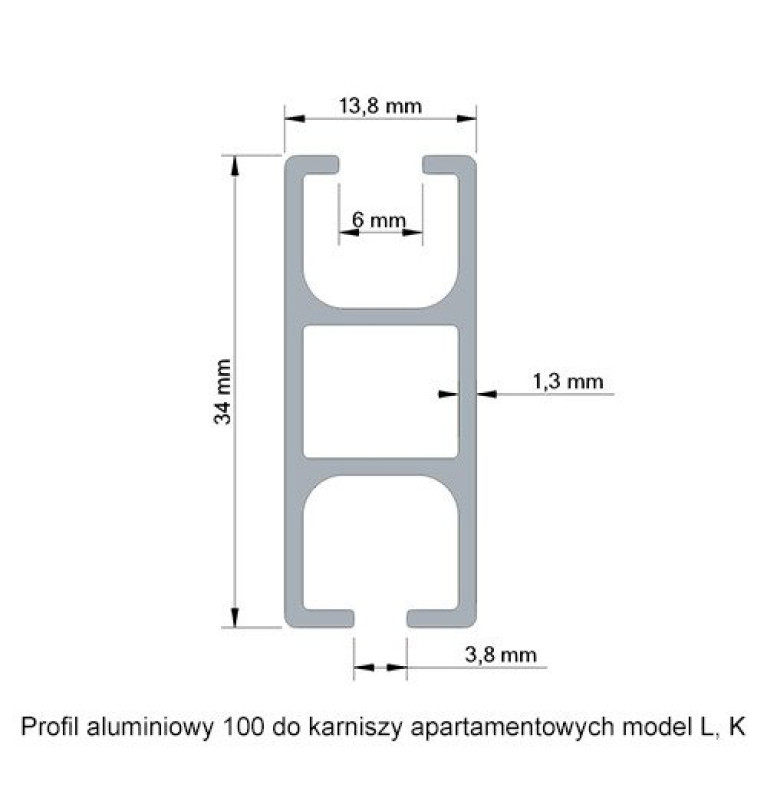 Apartamentowy 34 mm sufitowy dwubiegowy Szampan szczotkowany długość 175cm