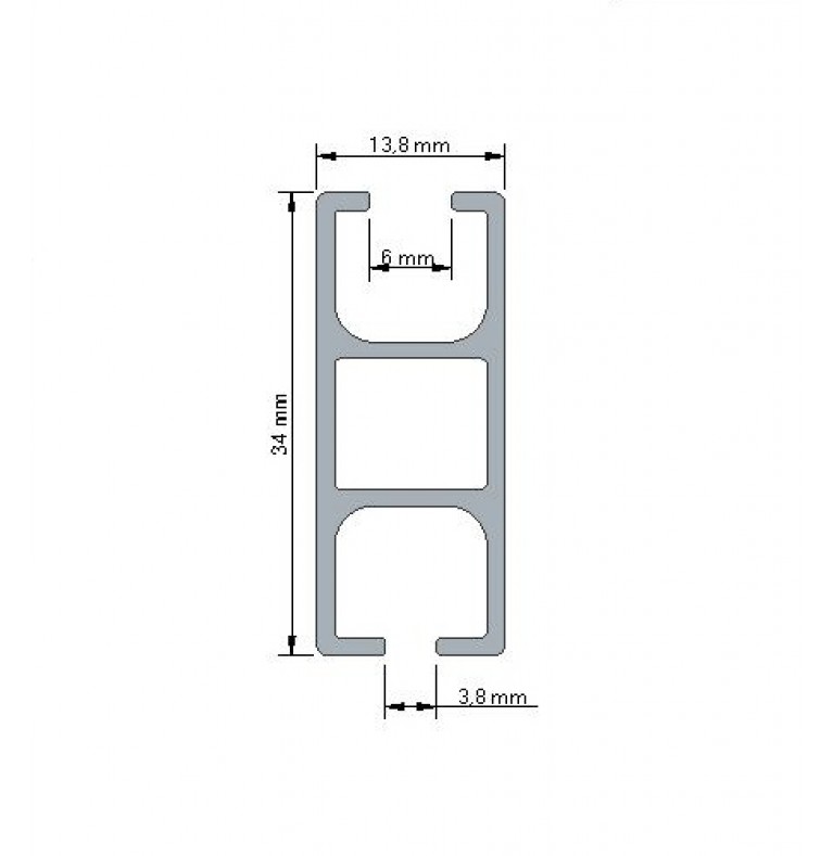 Karnisz Apartamentowy 34 mm dwubiegowy Inox szczotkowany model L
