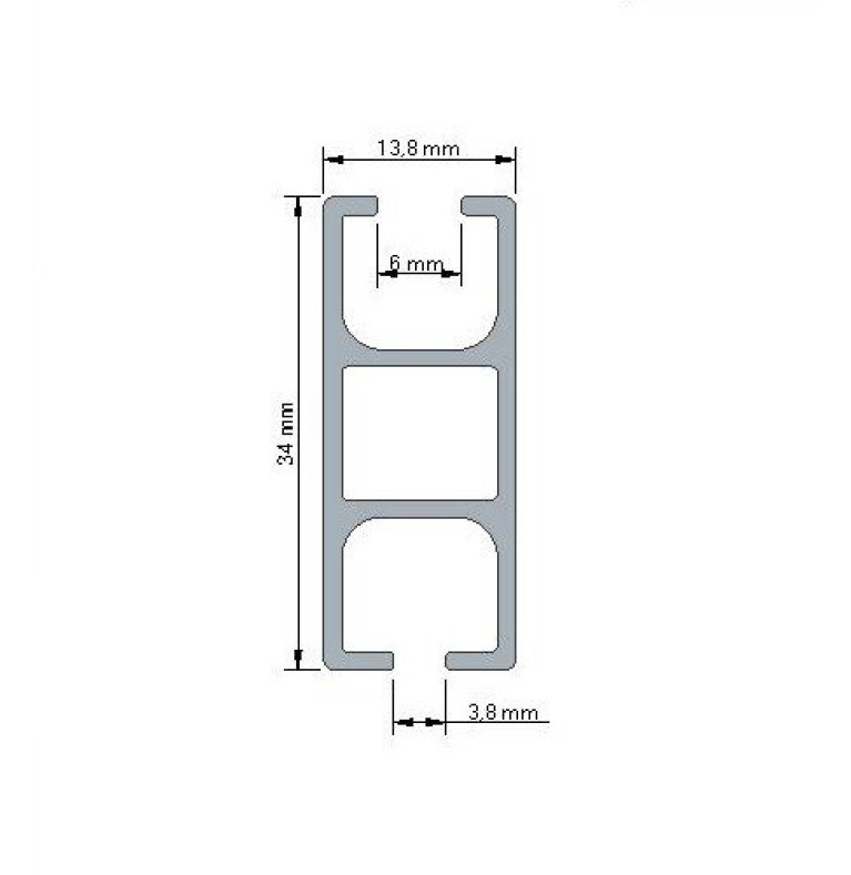 Apartamentowy 34 mm sufitowy pojedynczy Szampan szczotkowany długość 155cm