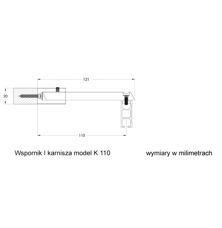 Karnisz Apartamentowy 34 mm pojedynczy Rose model KD