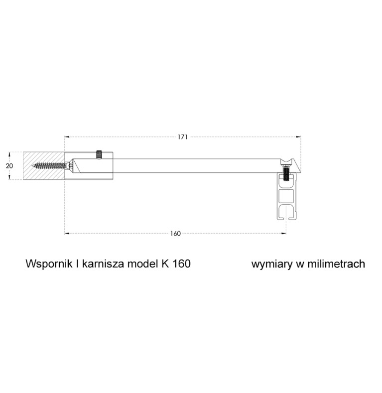 Karnisz Apartamentowy 34 mm pojedynczy Tik Klasik model KD 