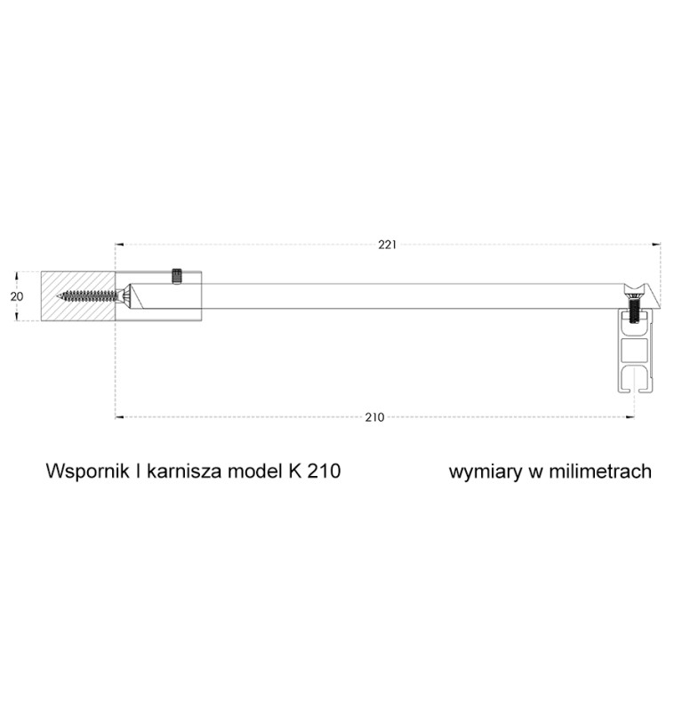 Karnisz Apartamentowy 34 mm pojedynczy Tik Klasik model KD 