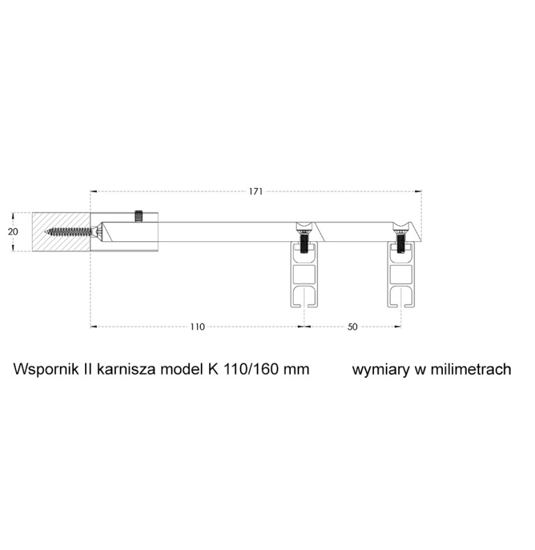 Karnisz Apartamentowy 34 mm dwubiegowy Szampan model K