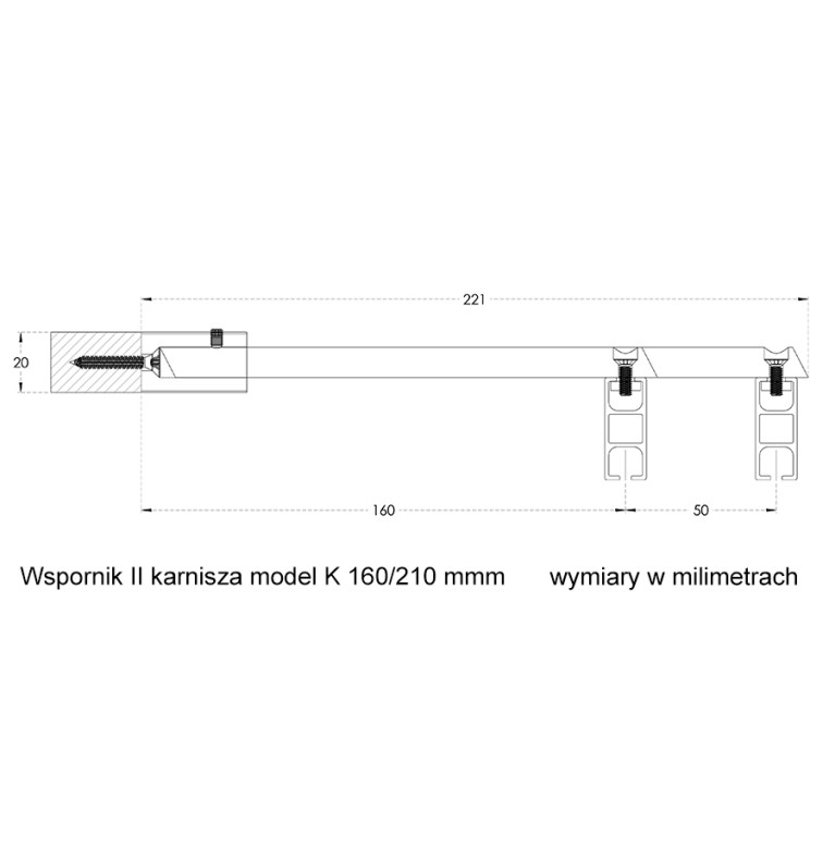 Karnisz Apartamentowy 34 mm dwubiegowy Szampan model K