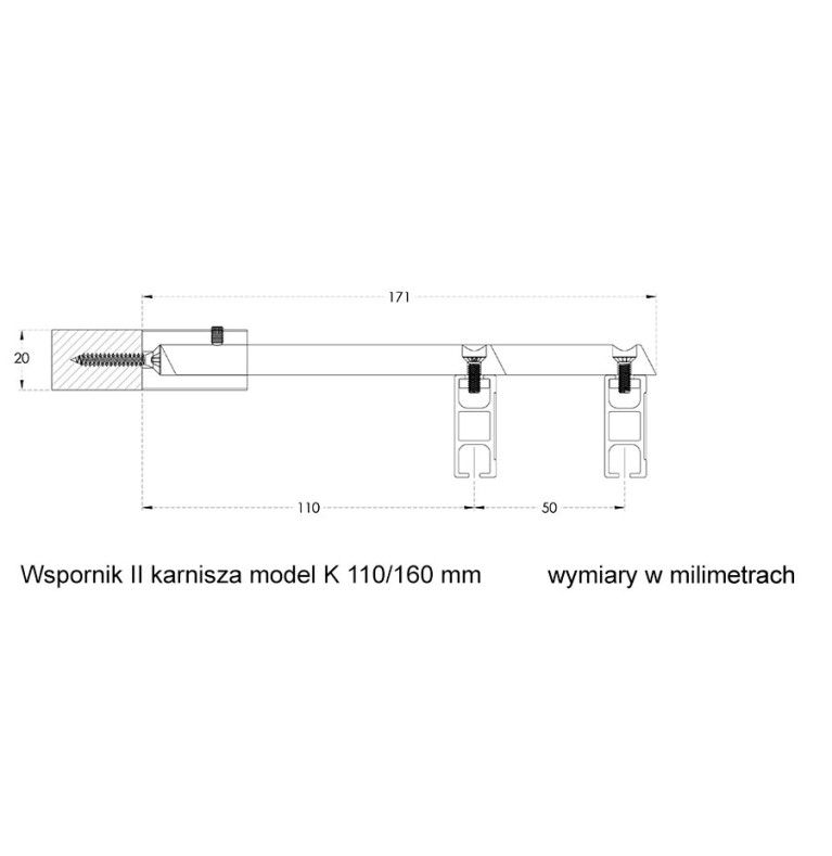 Karnisz Apartamentowy 34 mm dwubiegowy Bambus model KD