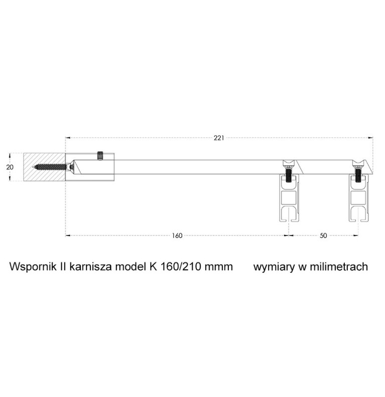 Karnisz Apartamentowy 34 mm dwubiegowy Bambus model KD
