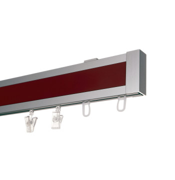 Karnisz Apartamentowy 52 mm sufitowy pojedynczy chrom mat/czerwony-Chrom mat-czerwony