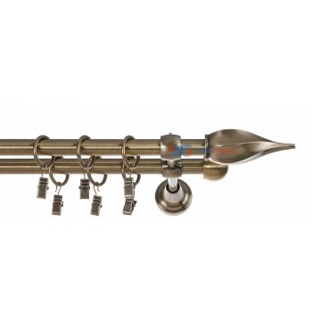 Karnisz morano mosiądz antyk dwubiegowy