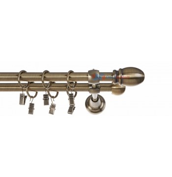 Karnisz owal mały mosiądz antyk dwubiegowy