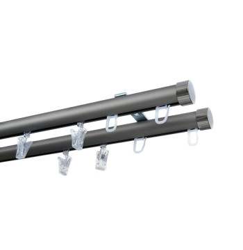 Karnisz Perfect Alu-Nikiel inox sufitowy dwubiegowy
