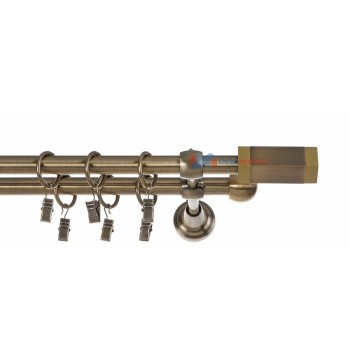 Karnisz salerno mosiądz antyk dwubiegowy