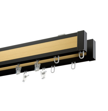 Karnisz Apartamentowy 52 mm sufitowy dwubiegowy czarno/złoty długość 160cm
