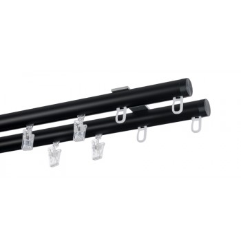 Karnisz Perfect Alu-Nikiel czarny sufitowy dwubiegowy zaślepka