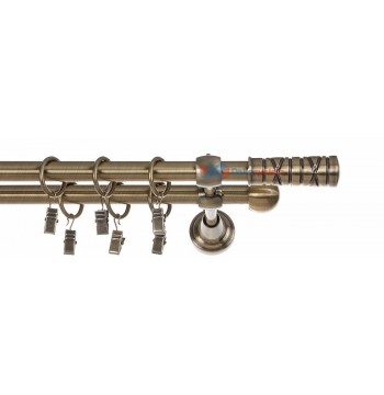 Karnisz torino mosiądz antyk dwubiegowy