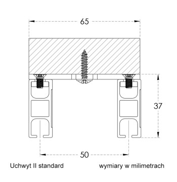 Karnisz Apartamentowy 34 mm sufitowy dwubiegowy Czarny-Rose